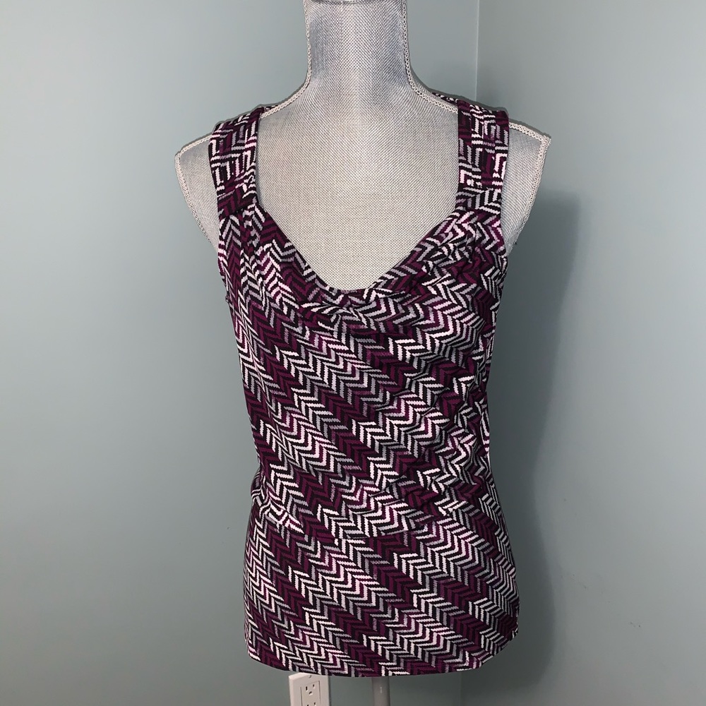 WHITE HOUSE BLACK MARKET tank top print blouse sleeveless size medium summer